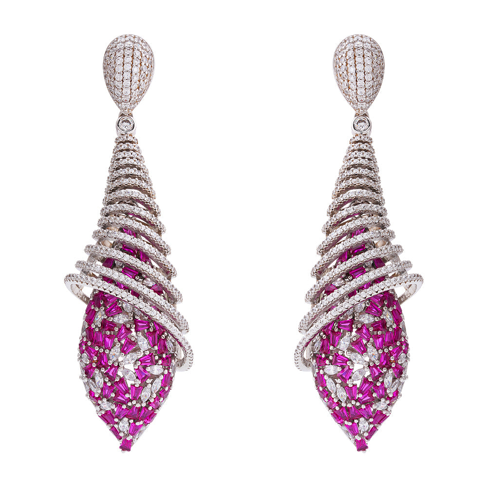 925 Sterling Silver Gleaming Red Earrings