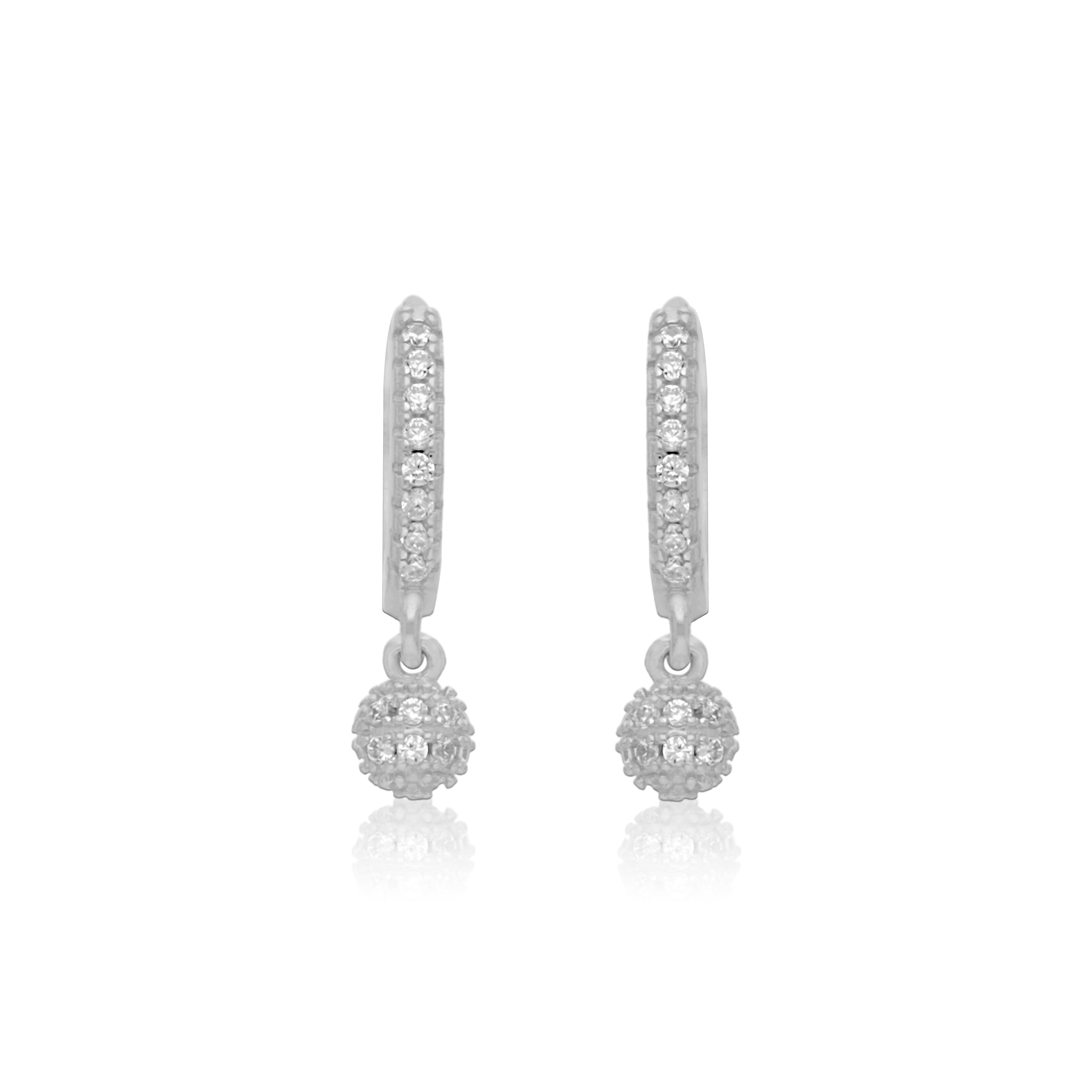 925 Sterling Silver Glimmer Stone Drop Rhodium Plated Earring For Kids