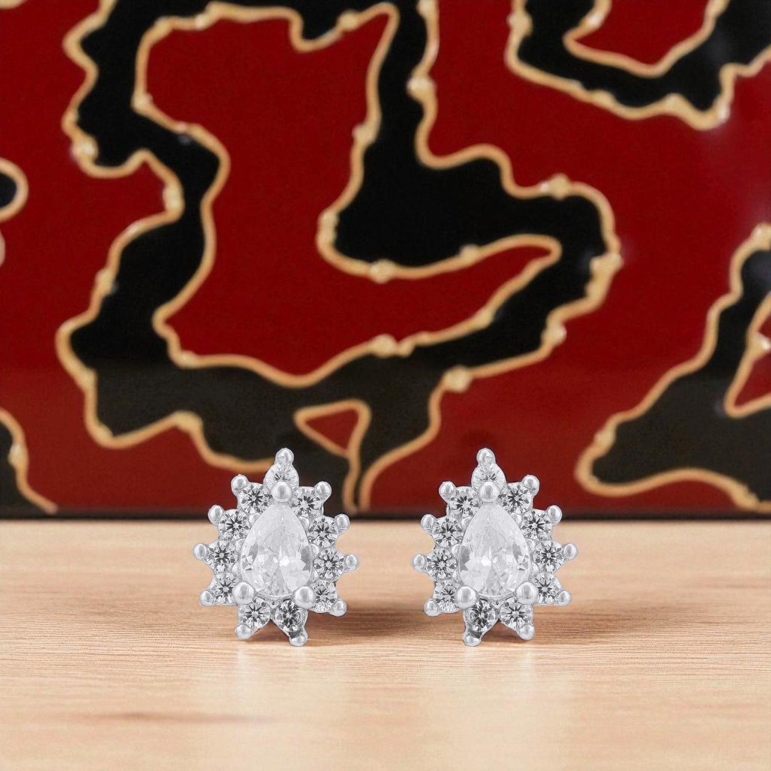 925 Sterling Silver Glimmering Teardrop Sunburst Earrings for Women