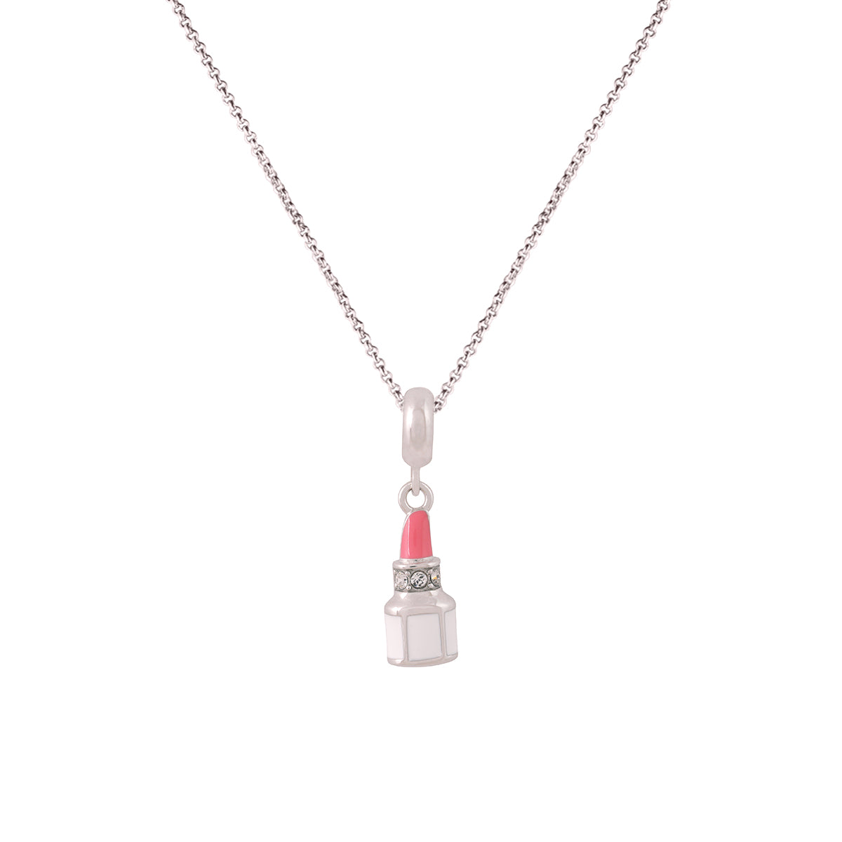 925 Sterling Silver Glossy Lipstick Pendant