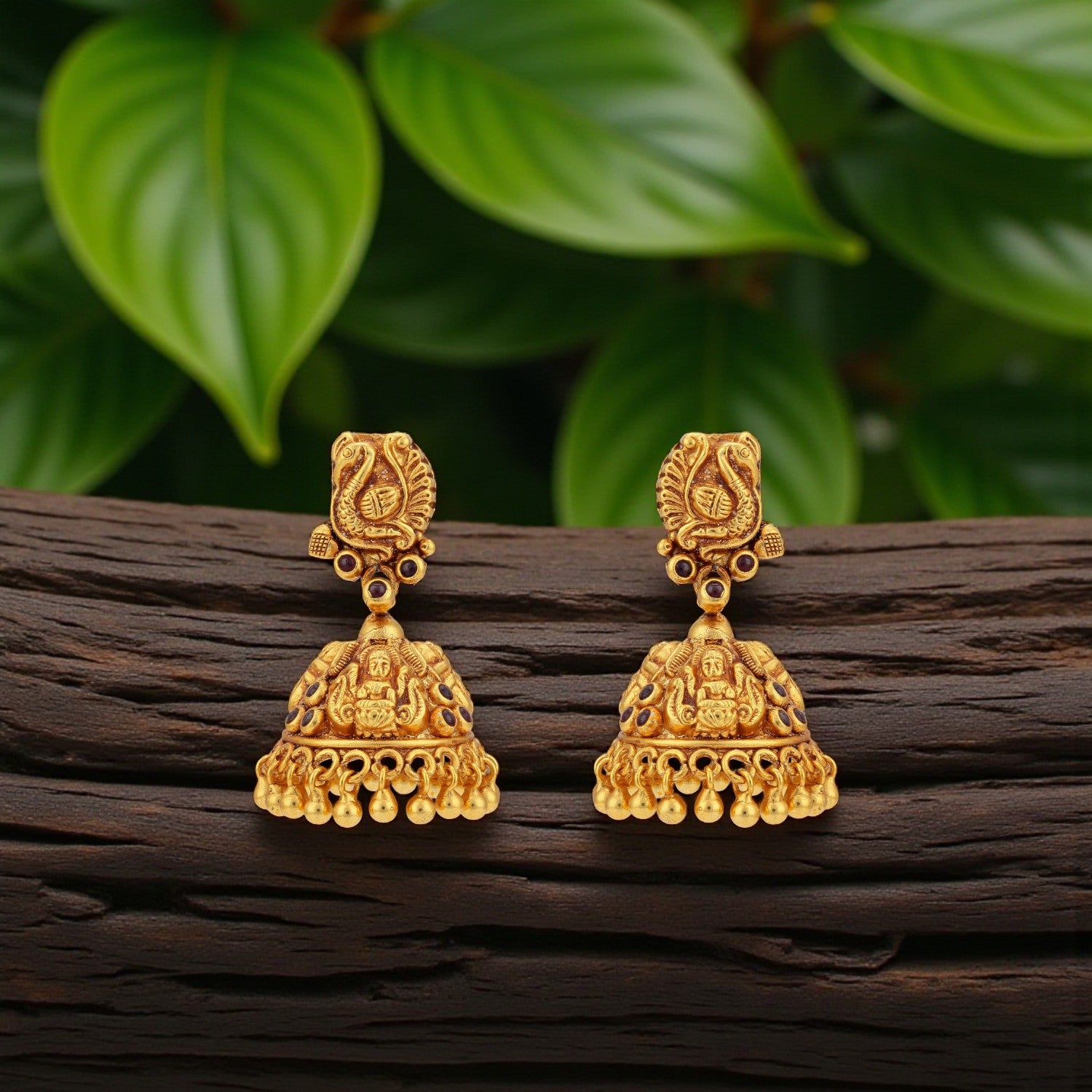 925 Sterling Silver Goddess Lakshmi Peacock Traditional Earrings for women