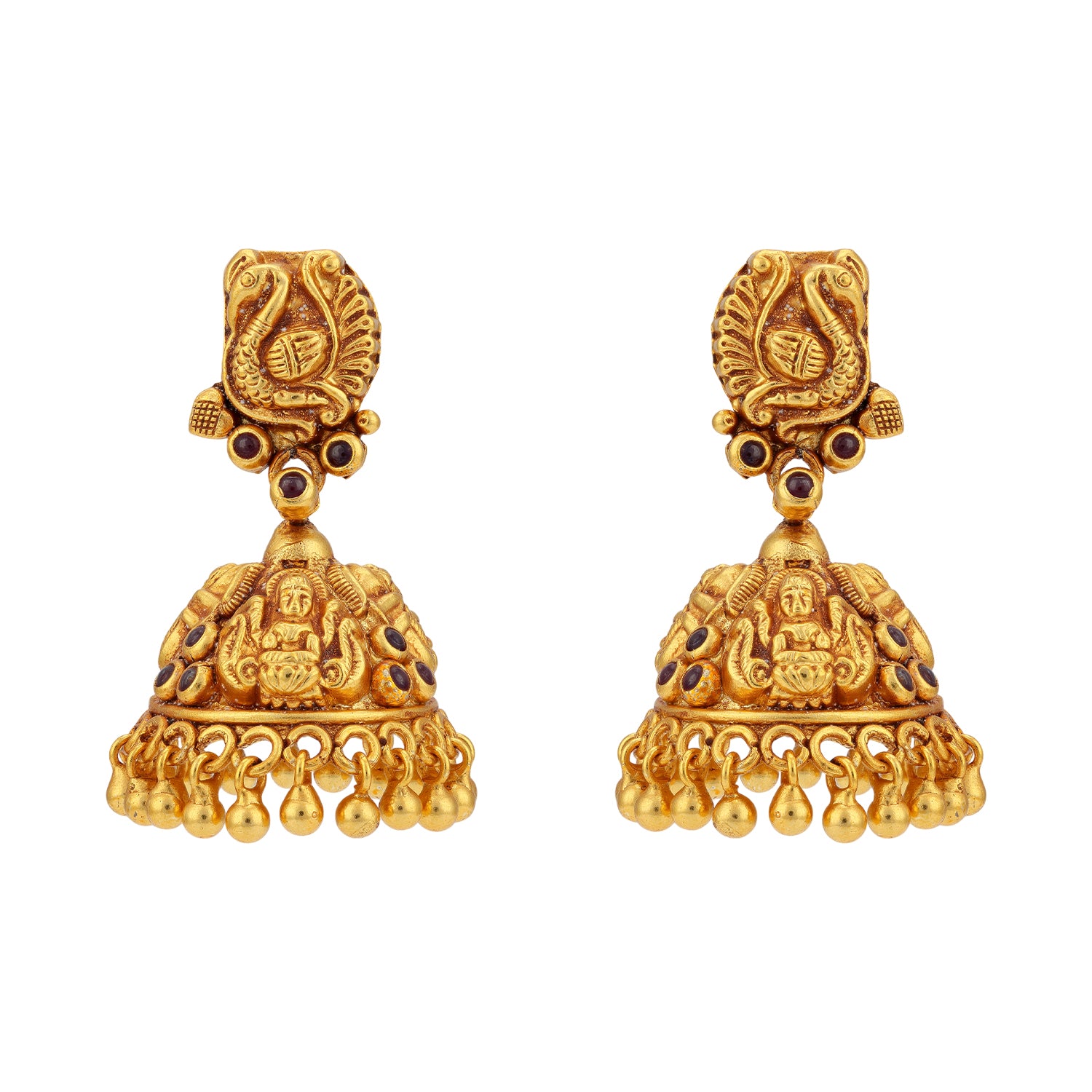 925 Sterling Silver Goddess Lakshmi Peacock Traditional Earrings for women