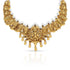 Gold necklace with intricate designs on a white background