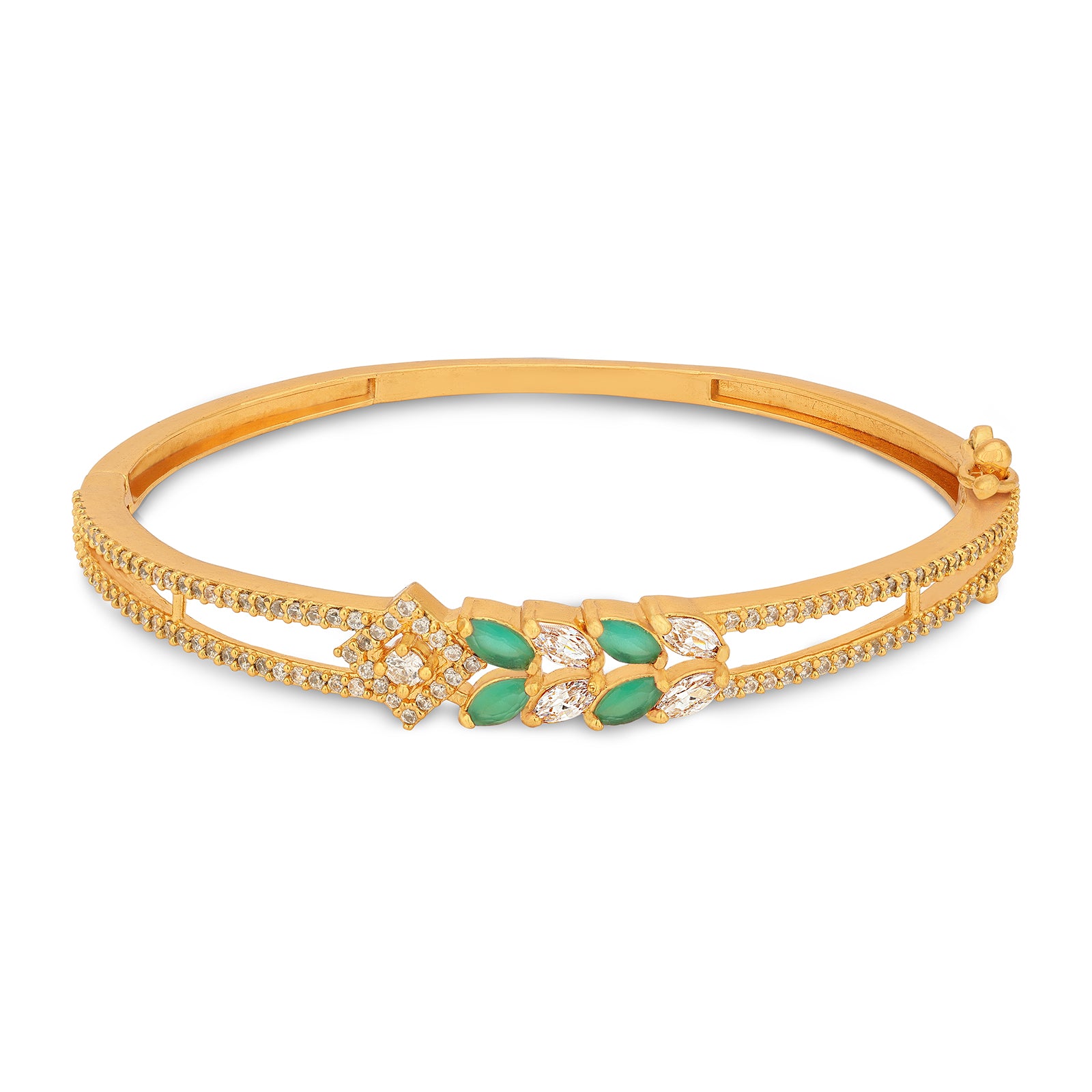 925 Sterling Silver Golden White Green Marquise kada For Women