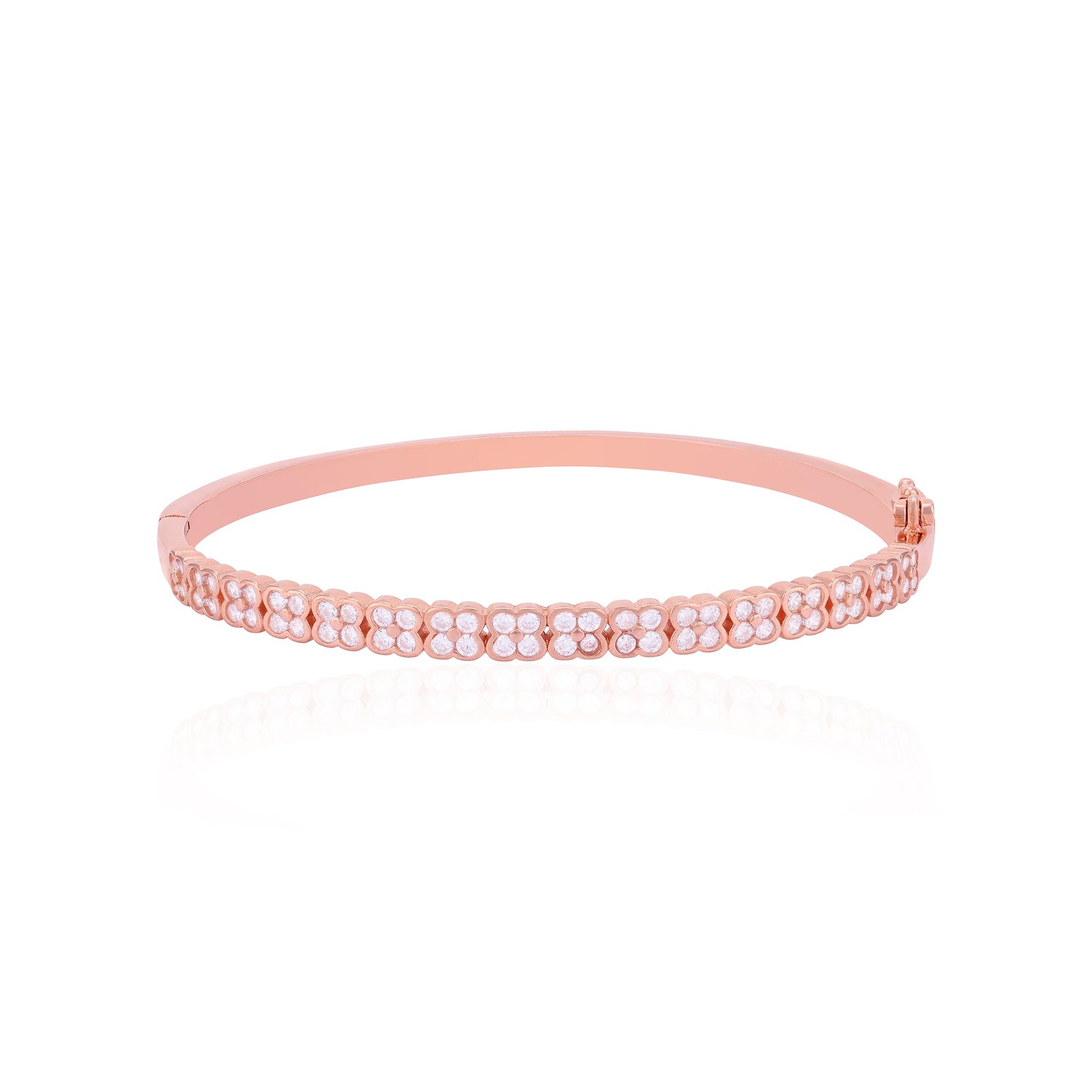 925 Sterling Silver Graceful Clover Bloom Luster Kada For Women