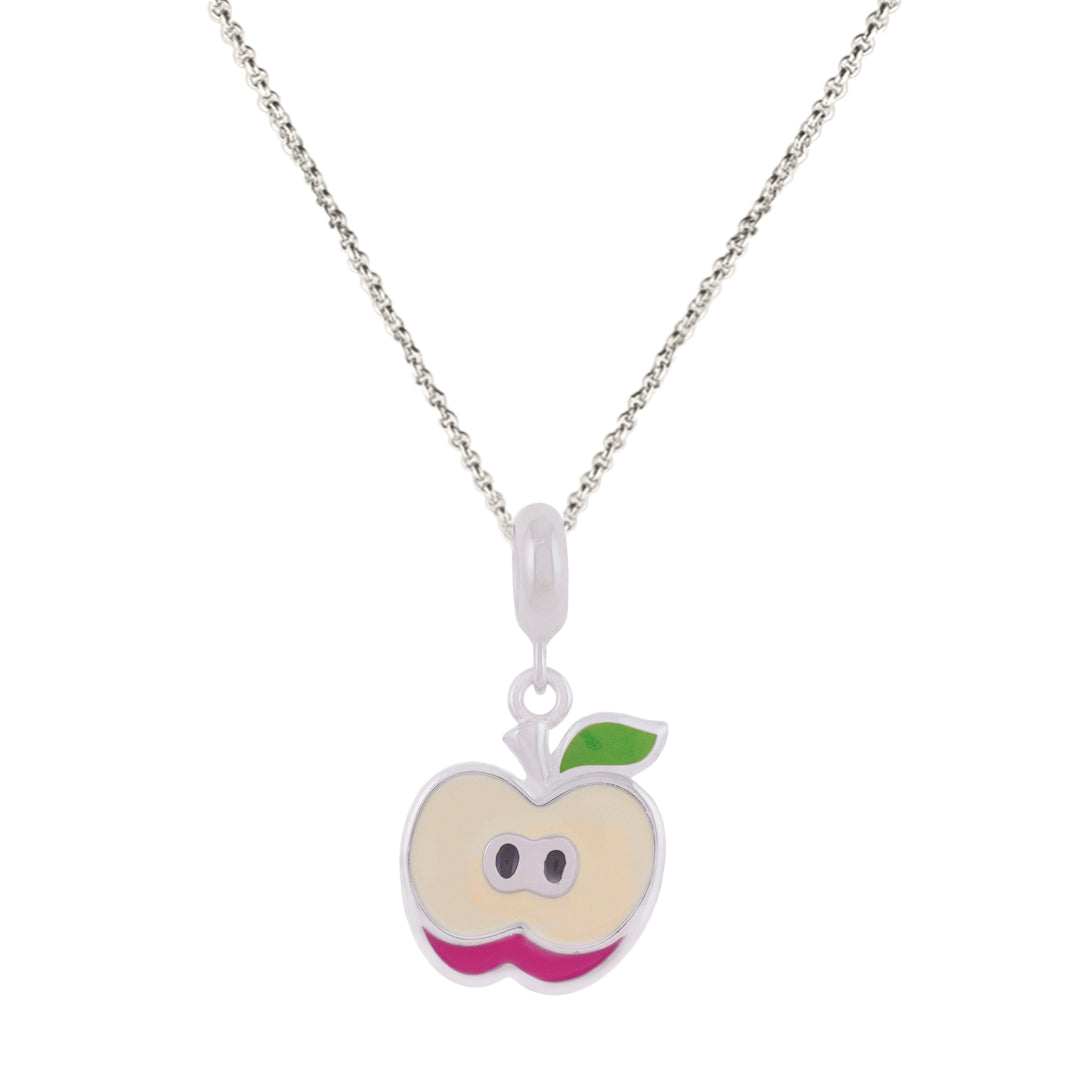 925 Sterling Silver Half Rose Apple Rhodium Plated Pendant For Kids