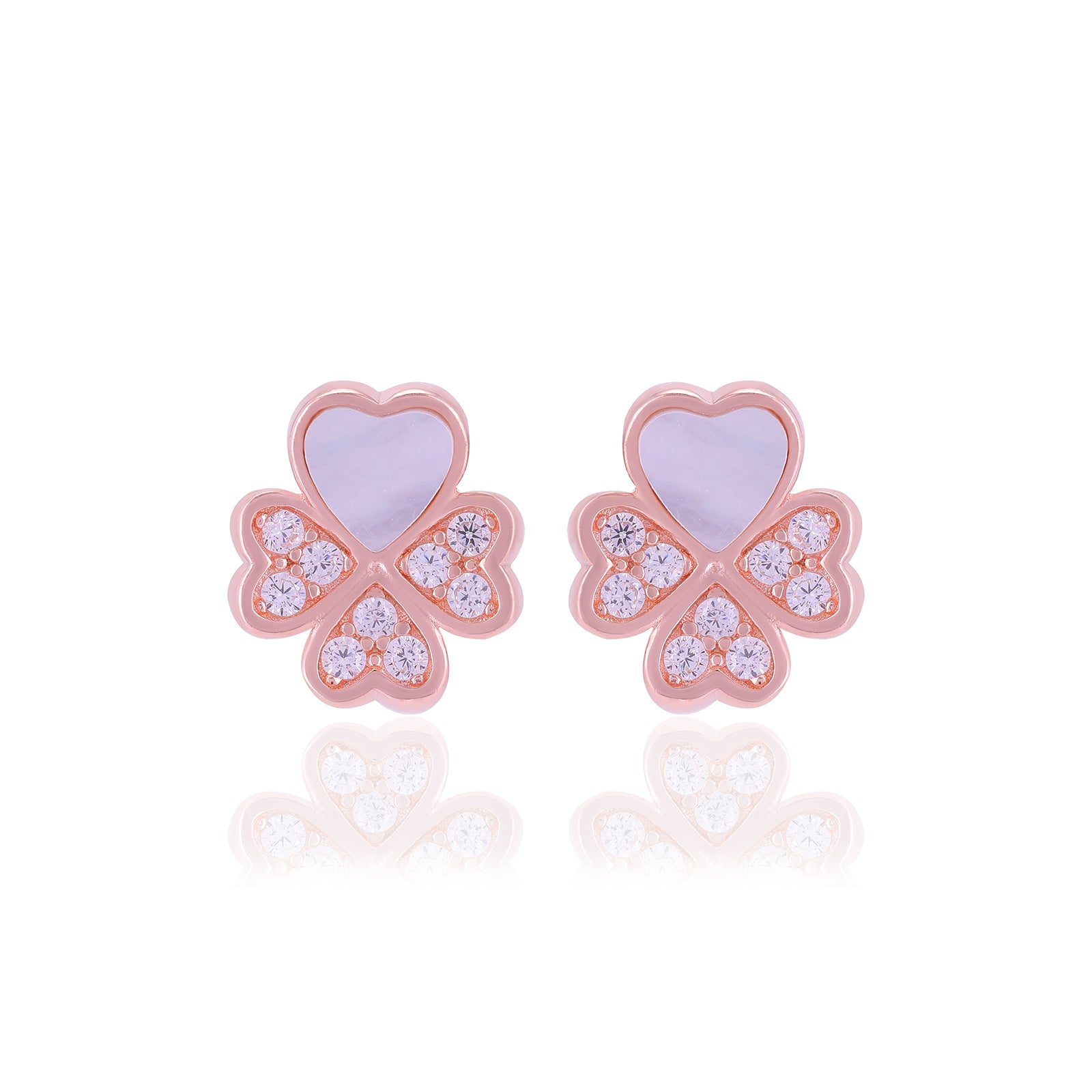 925 Sterling Silver Heart Shaped Petals Earrings For Women
