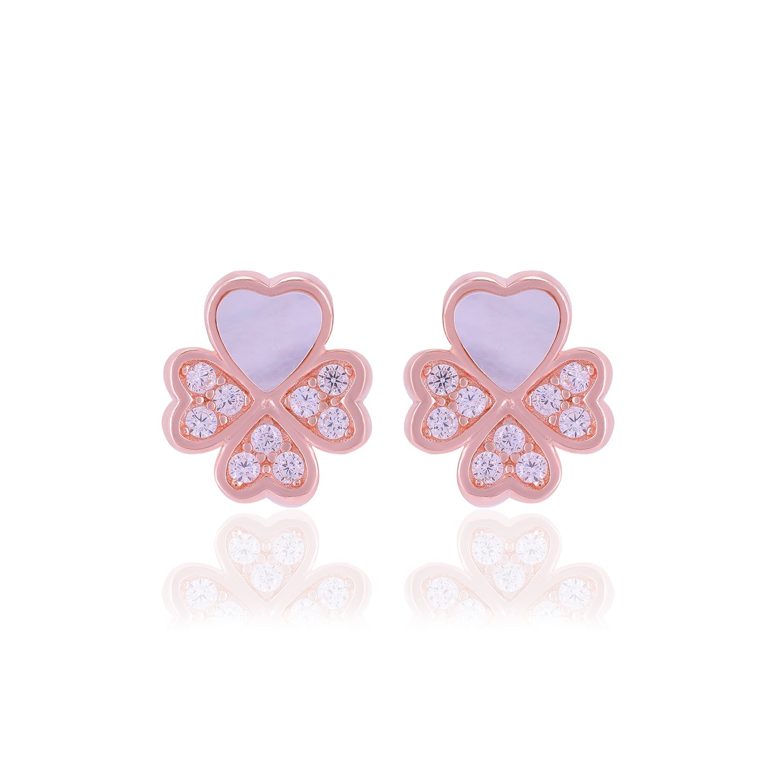 925 Sterling Silver Heart Shaped Petals Earrings For Women
