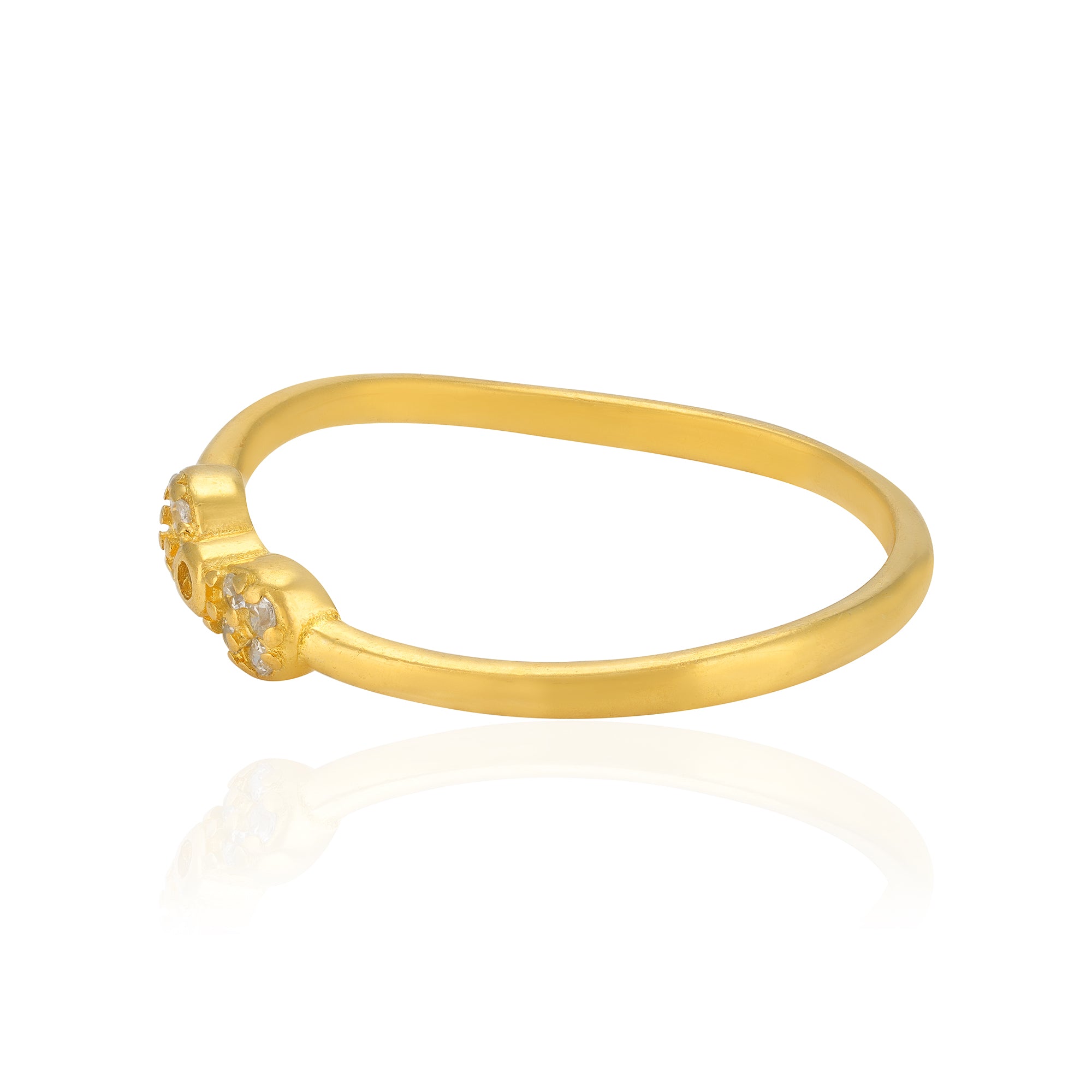 925 Sterling Silver Iconic Bow Curve Gold Plated Ring for Women