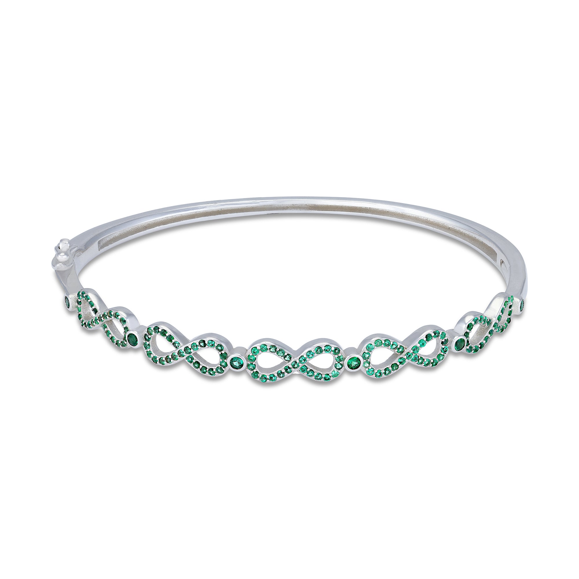 925 Sterling Silver Infinity Link Emerald Green Bracelet for Women