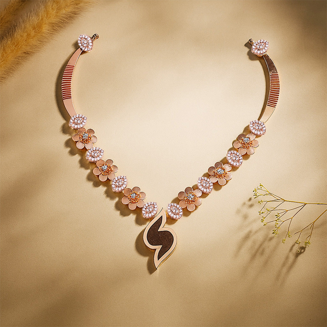 925 Sterling Silver Inlaid Blossom Grace Necklace For Women