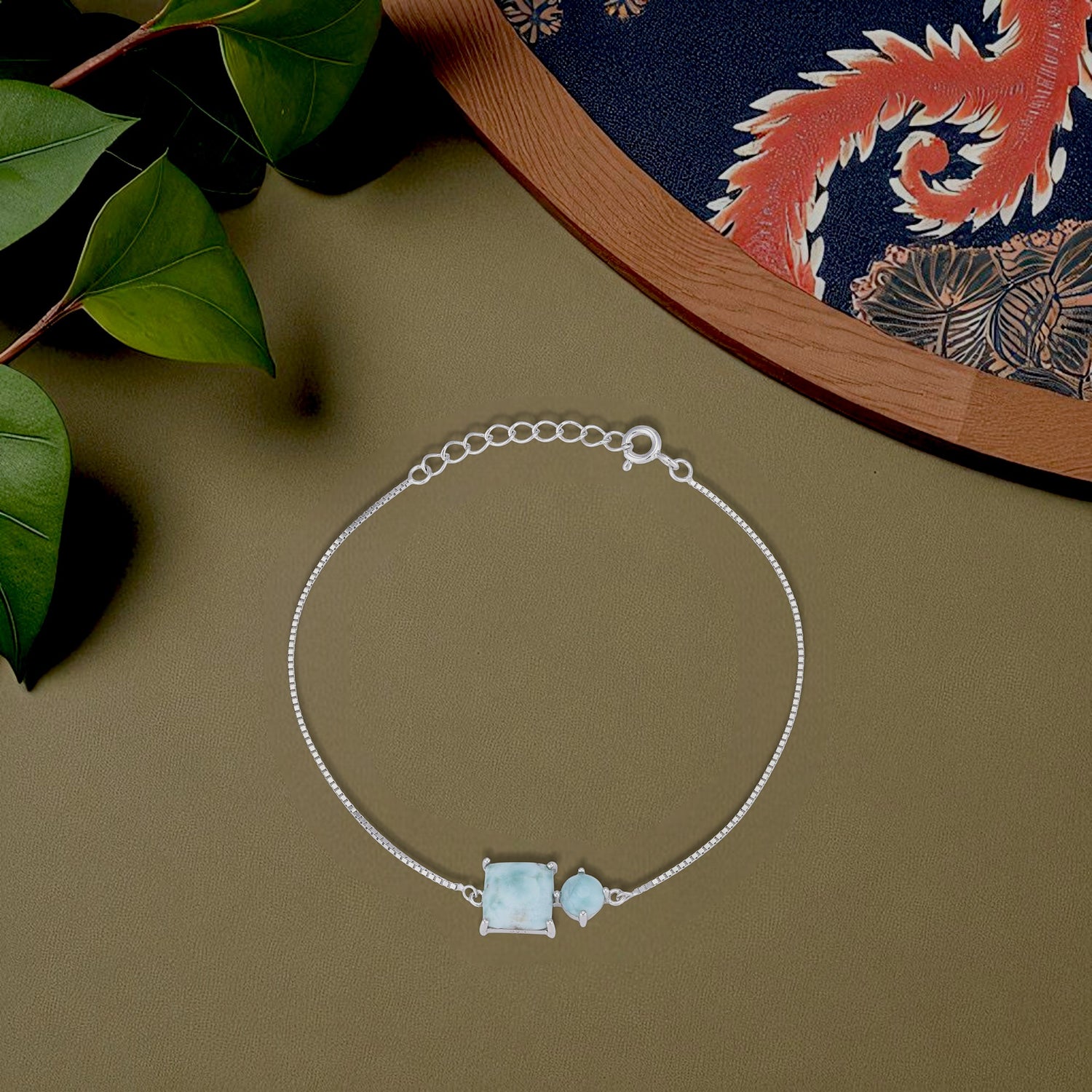 925 Sterling Silver Interlink Blue Bracelet For Women