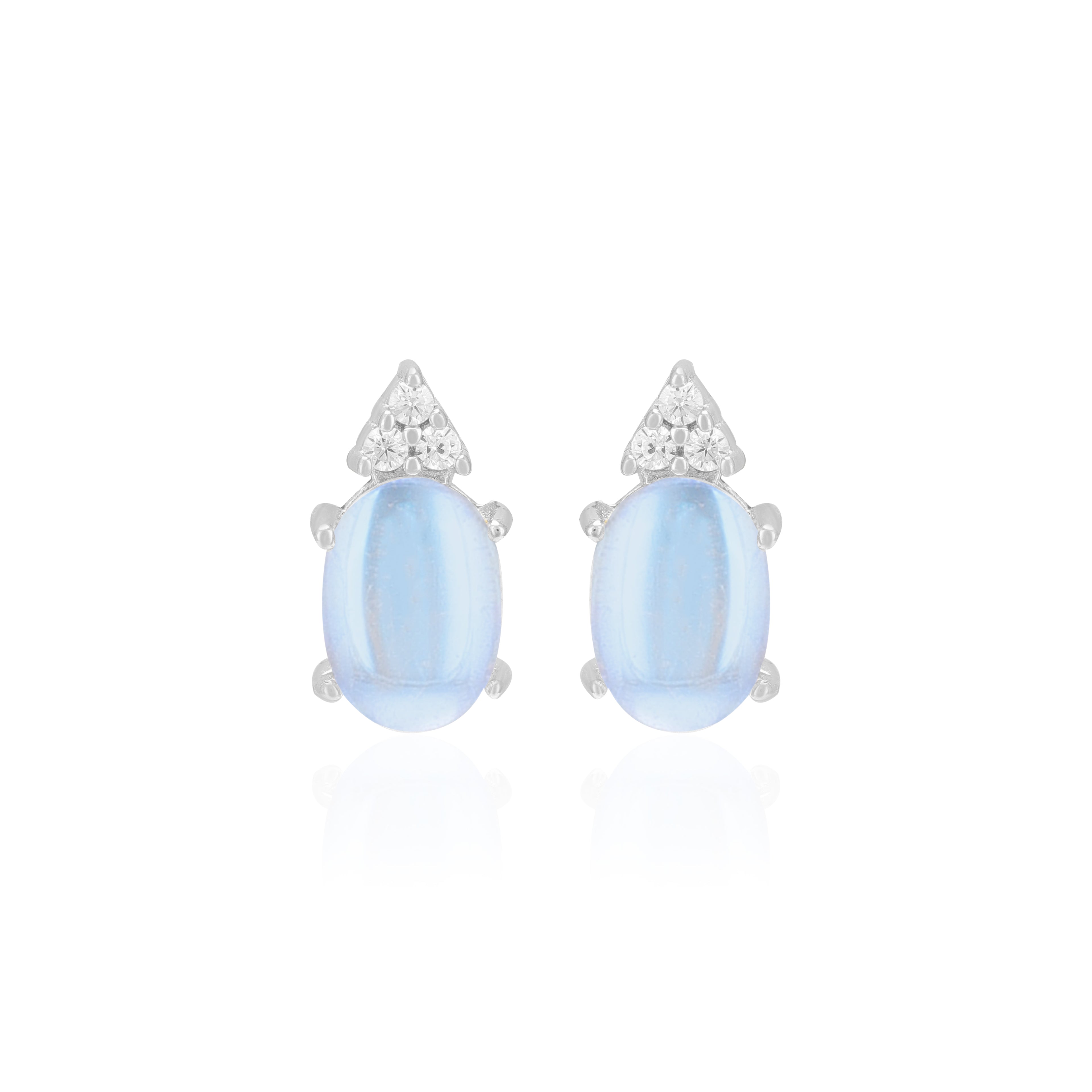 925 Sterling Silver June Month Sqaure Moonstone Birthstone Stud For Women