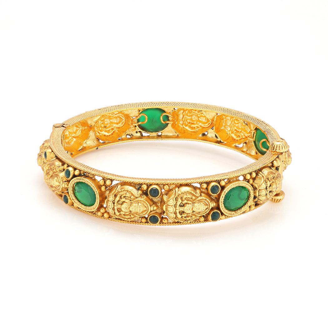 925 Sterling Silver Lakshmi Majesty Emerald Enshrine Bangle For Women