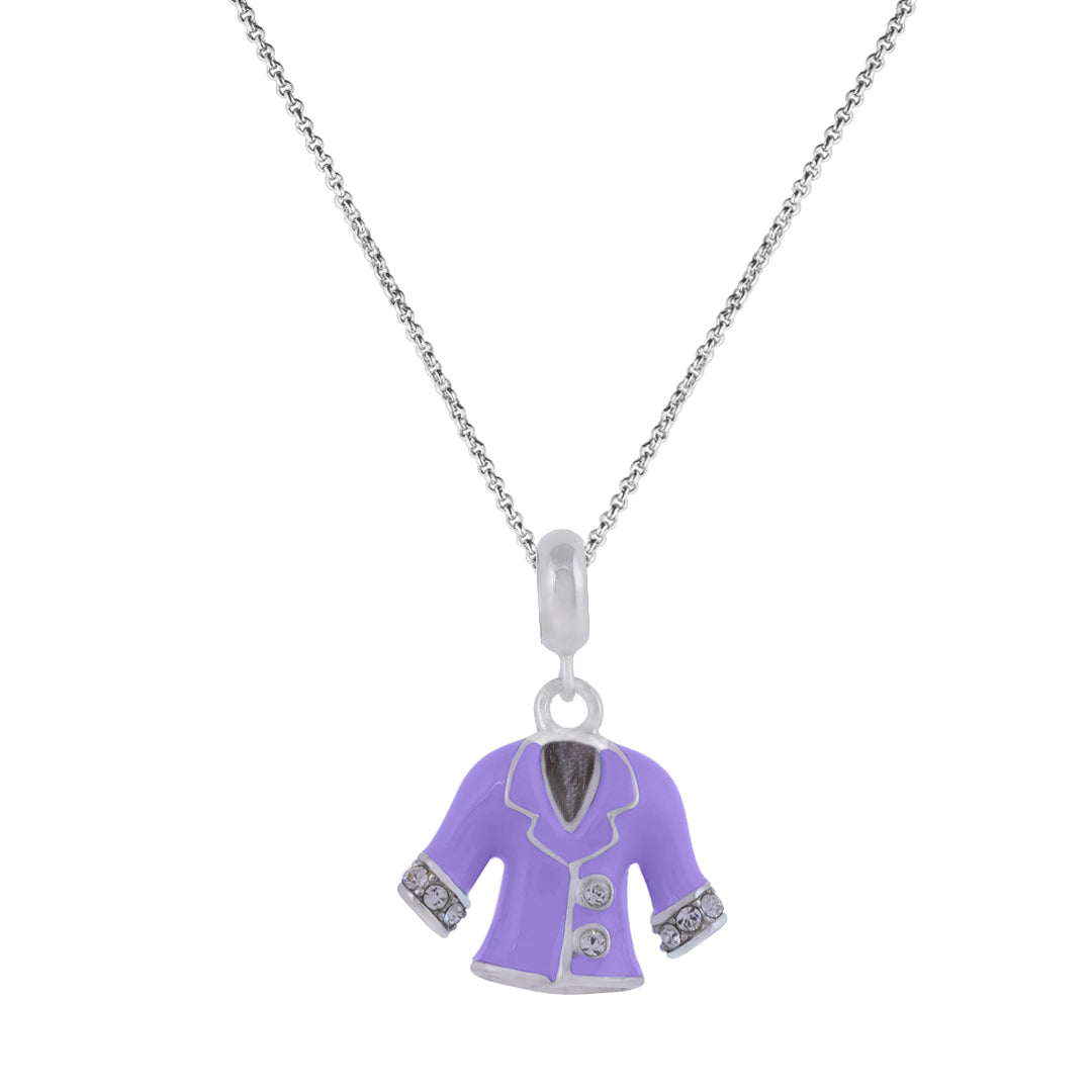 925 Sterling Silver Lavender Coat Rhodium Plated Pendant For Kids