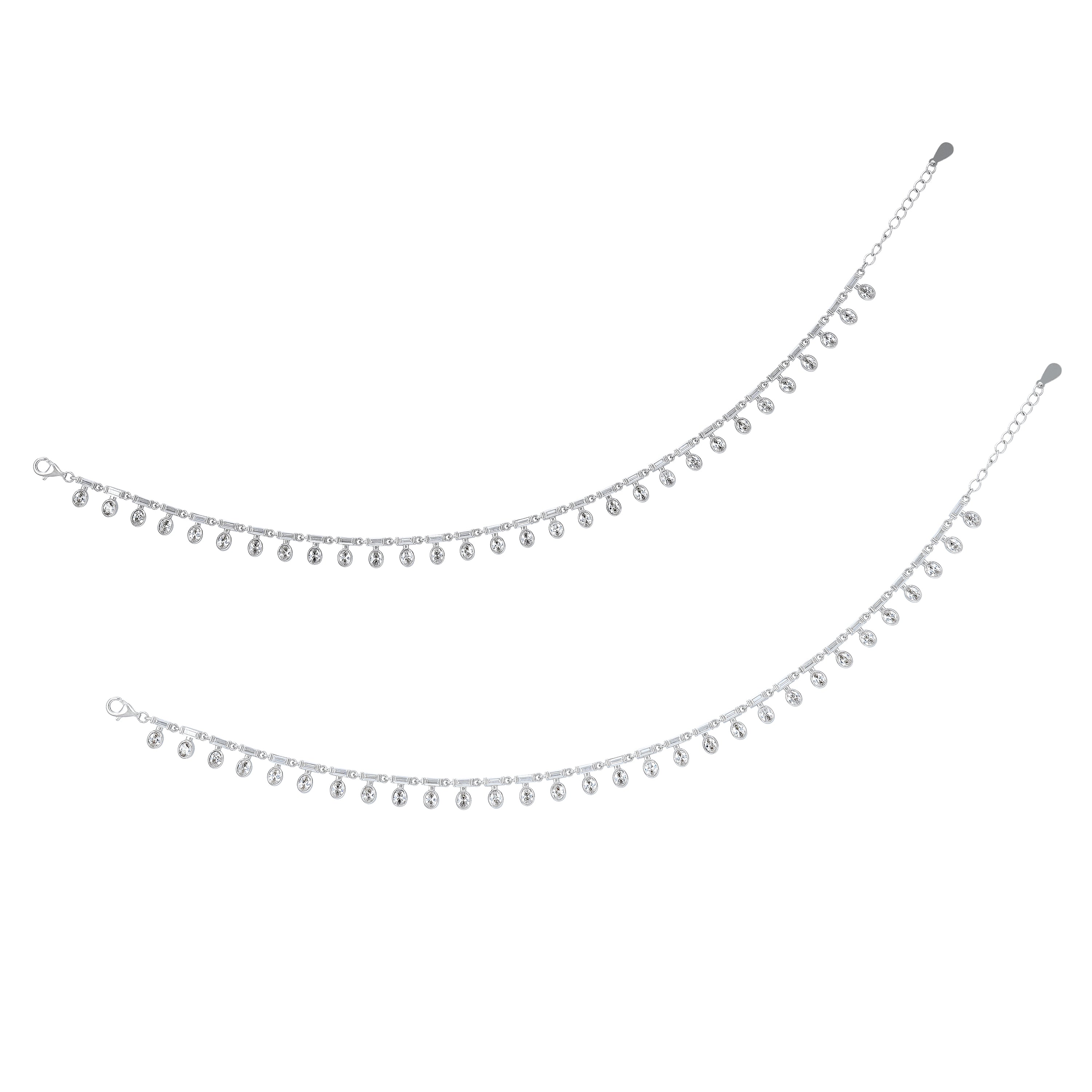 925 Sterling Silver Lightweight Charm Drop Anklet for Women