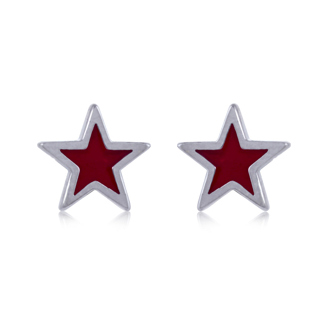 925 Sterling Silver Little Star  Rhodium Plated Stud For Kids