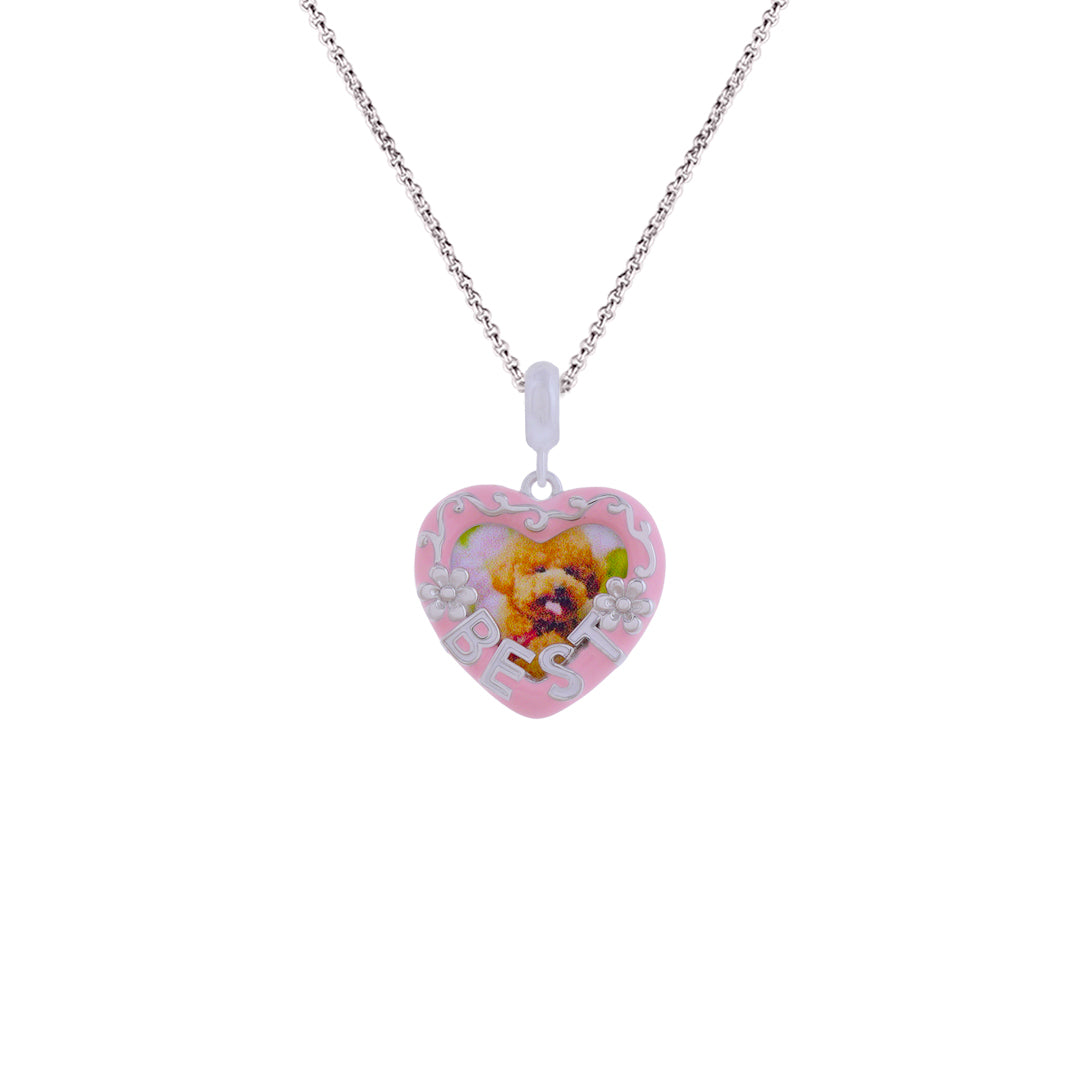 925 Sterling Silver Love Paws Rhodium Plated Pendant For Kids