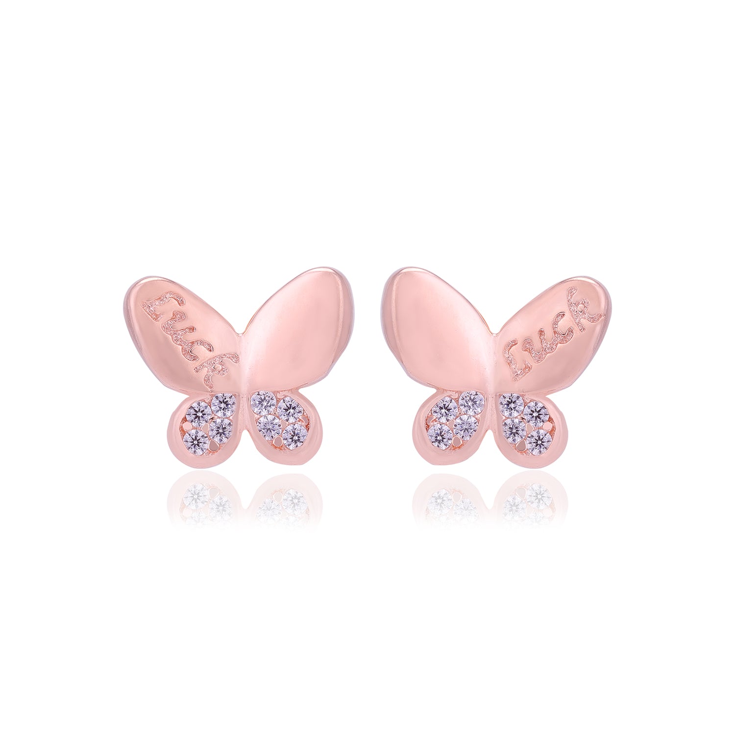 925 Sterling Silver Lucky Printed Butterfly Earrings For Women