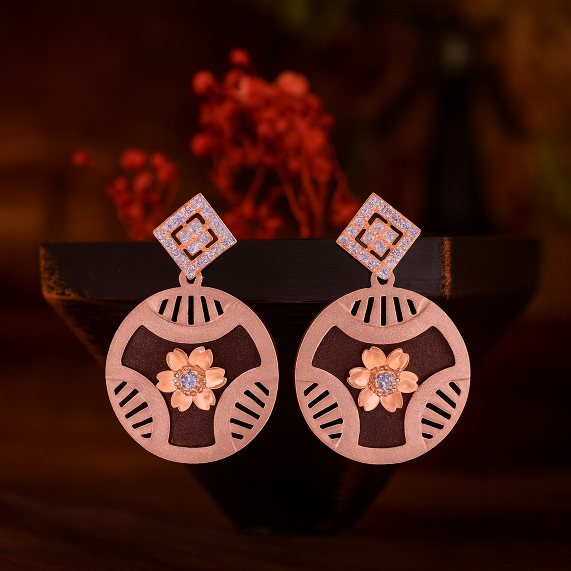 925 Sterling Silver Majestic Floral Grace Earrings For Women