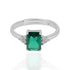 925 Sterling Silver May Month Square Emerald Birthstone Ring For Women