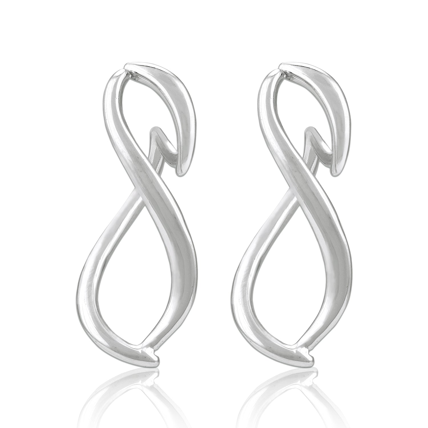 925 Sterling Silver Minimalist Curved Infinity Shape Earring for Women