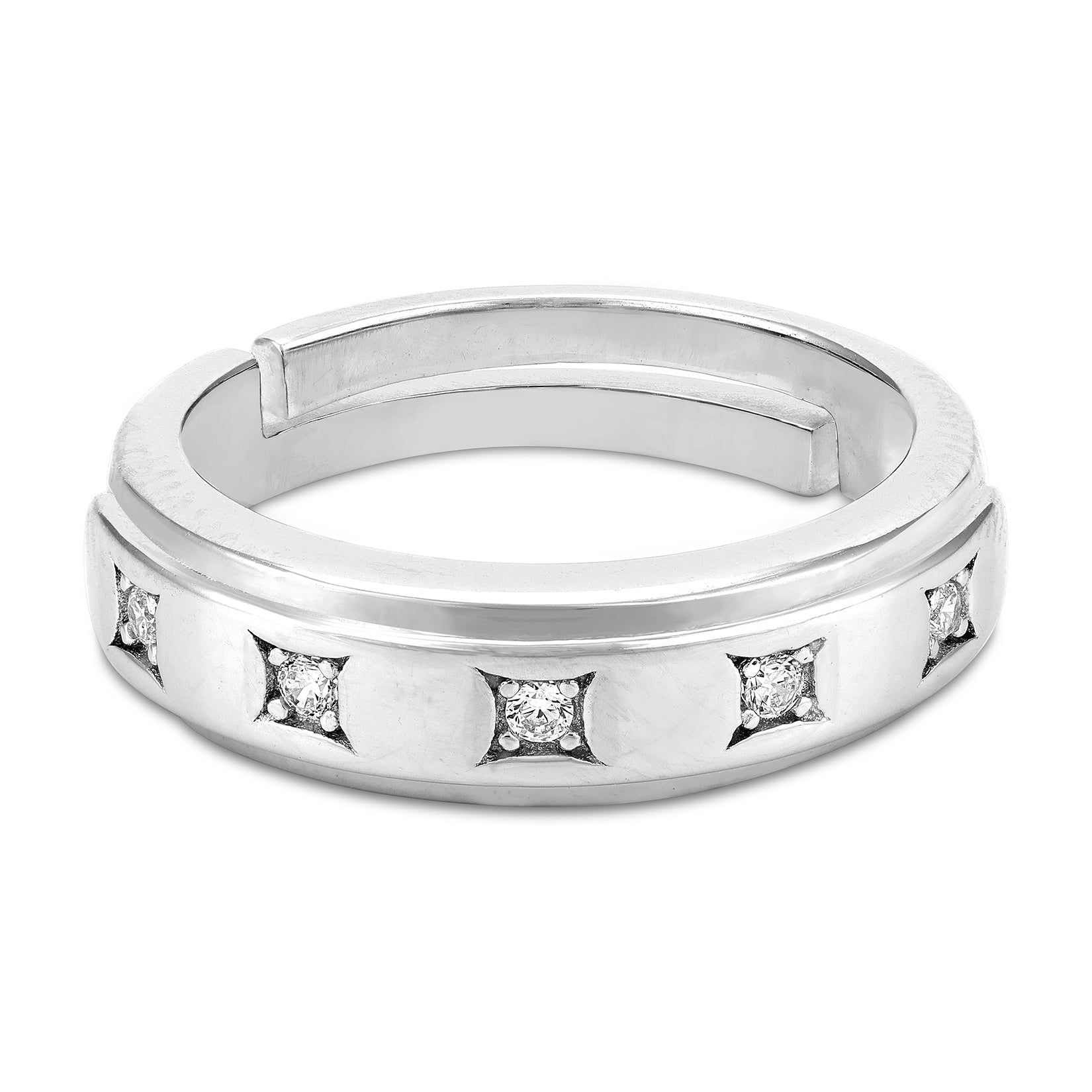 925 Sterling Silver Minimalist Square-Star Band Ring for Women
