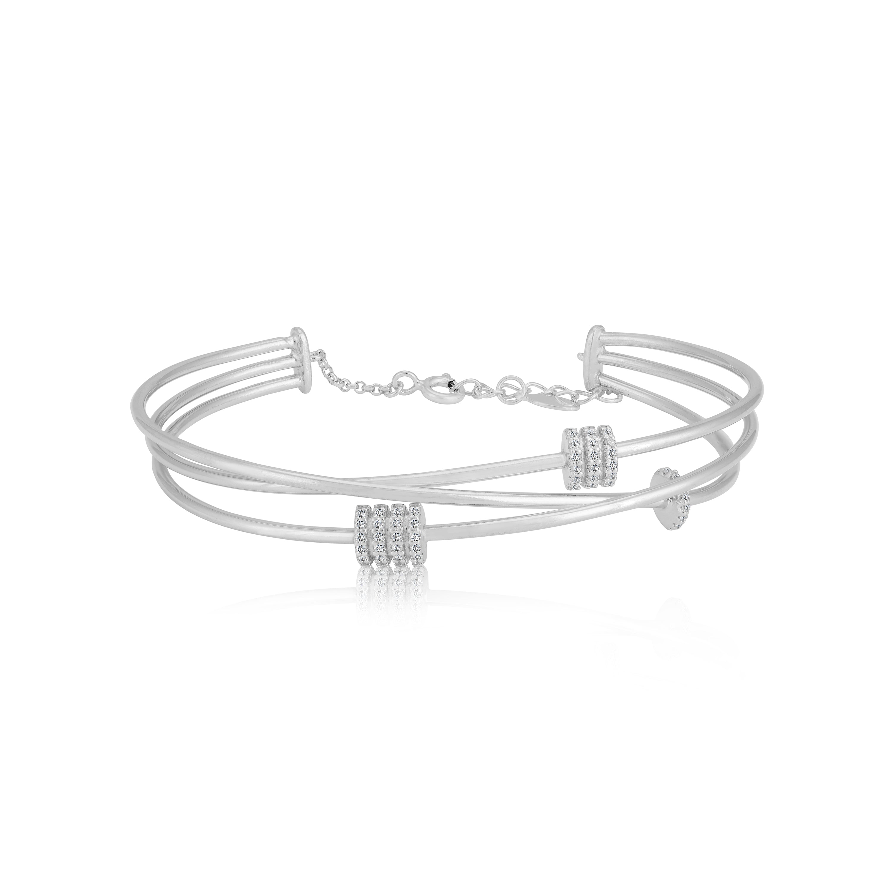 925 Sterling Silver Modern Multi Wire Bracelet for Women