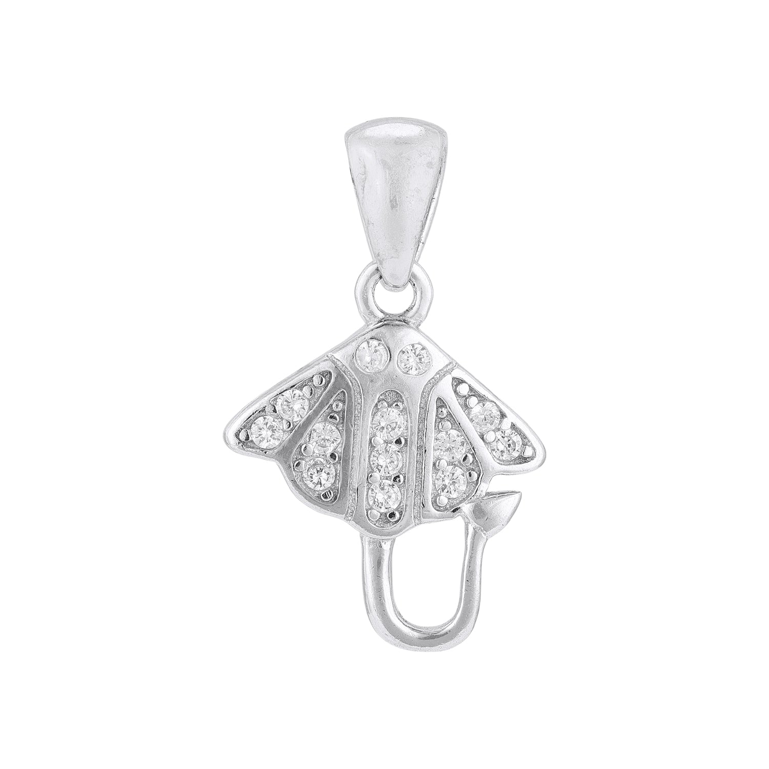 925 Sterling Silver Modern Outline Umbrella Charm Pendant for Women