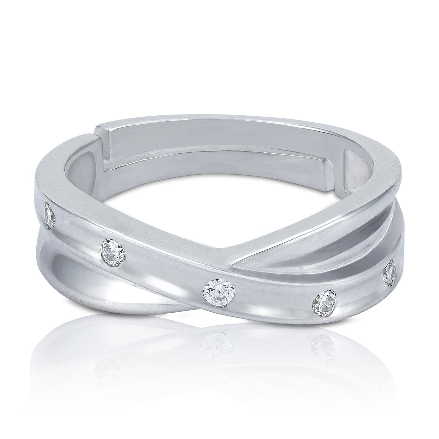 925 Sterling Silver Modern Twist Dual Band Ring for Women