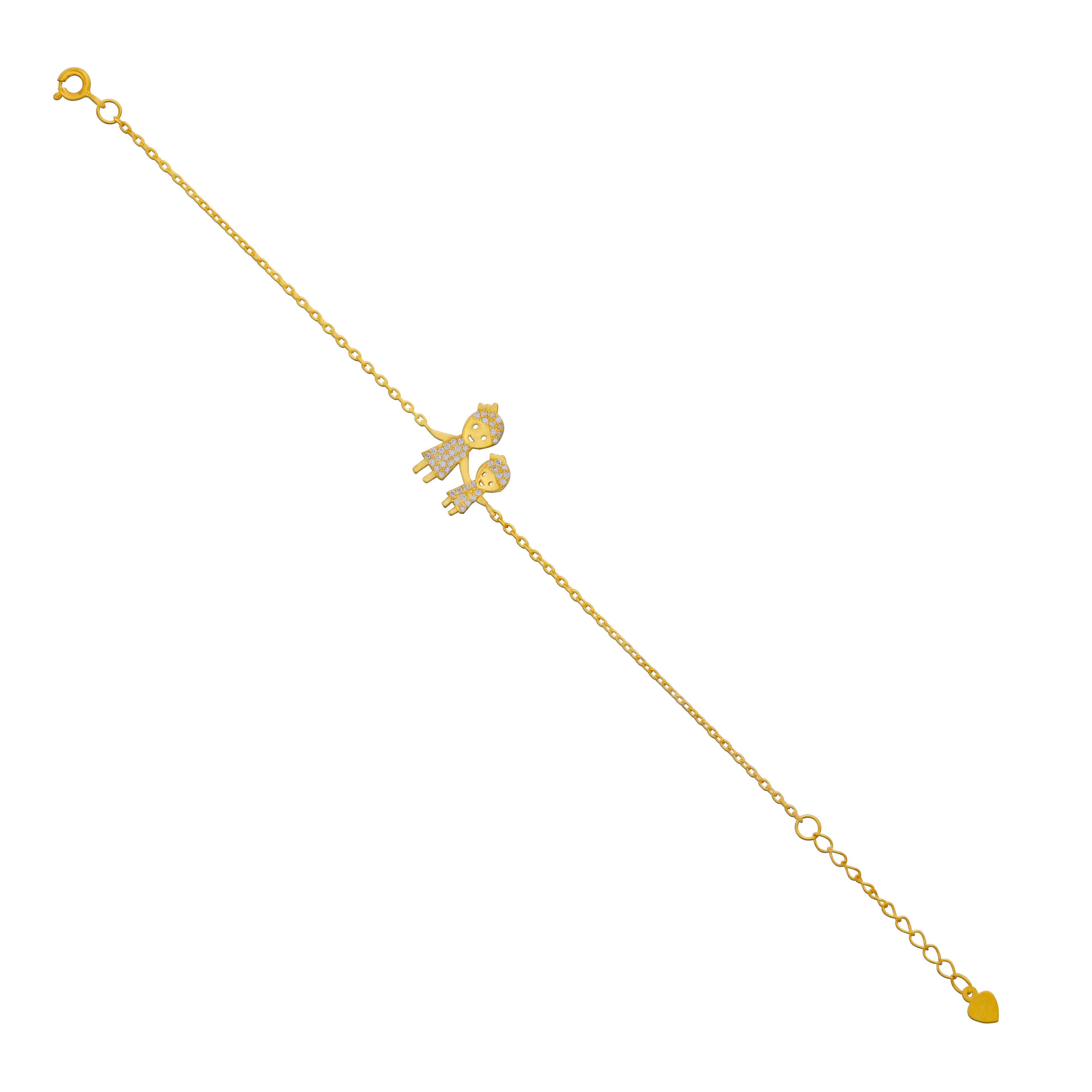 925 Sterling Silver Mommy and Me Gold Plated Bracelet For Kids