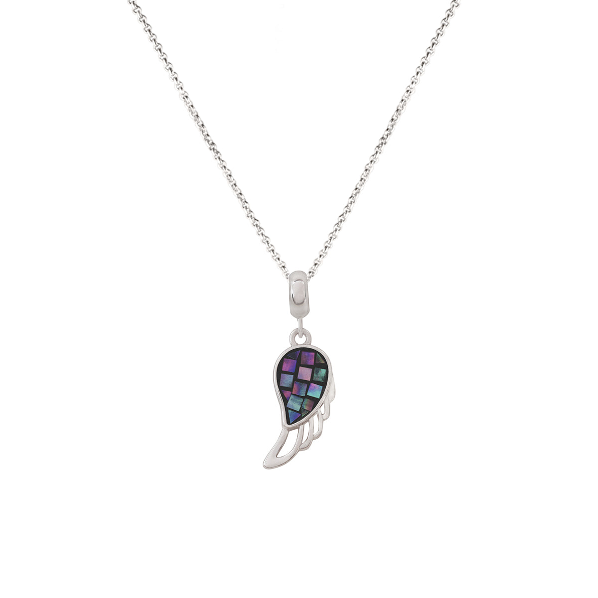 925 Sterling Silver Mosaic Wing Pendant