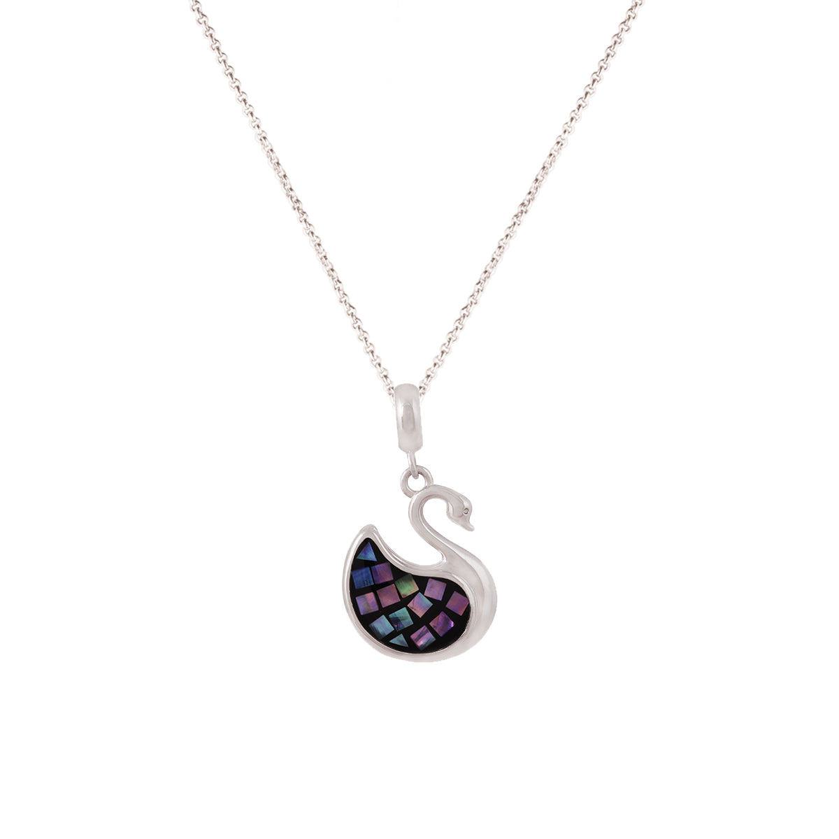 925 Sterling Silver Mosaic swan Pendant
