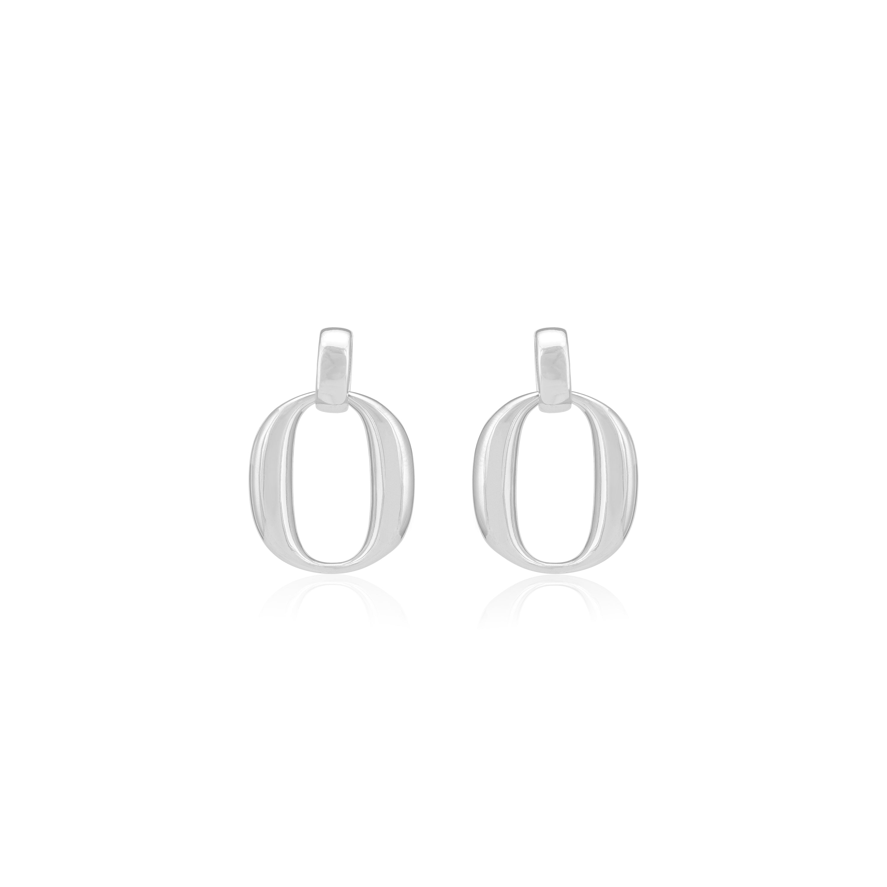 925 Sterling Silver O Shaped Rhodium Plated Earring For Women