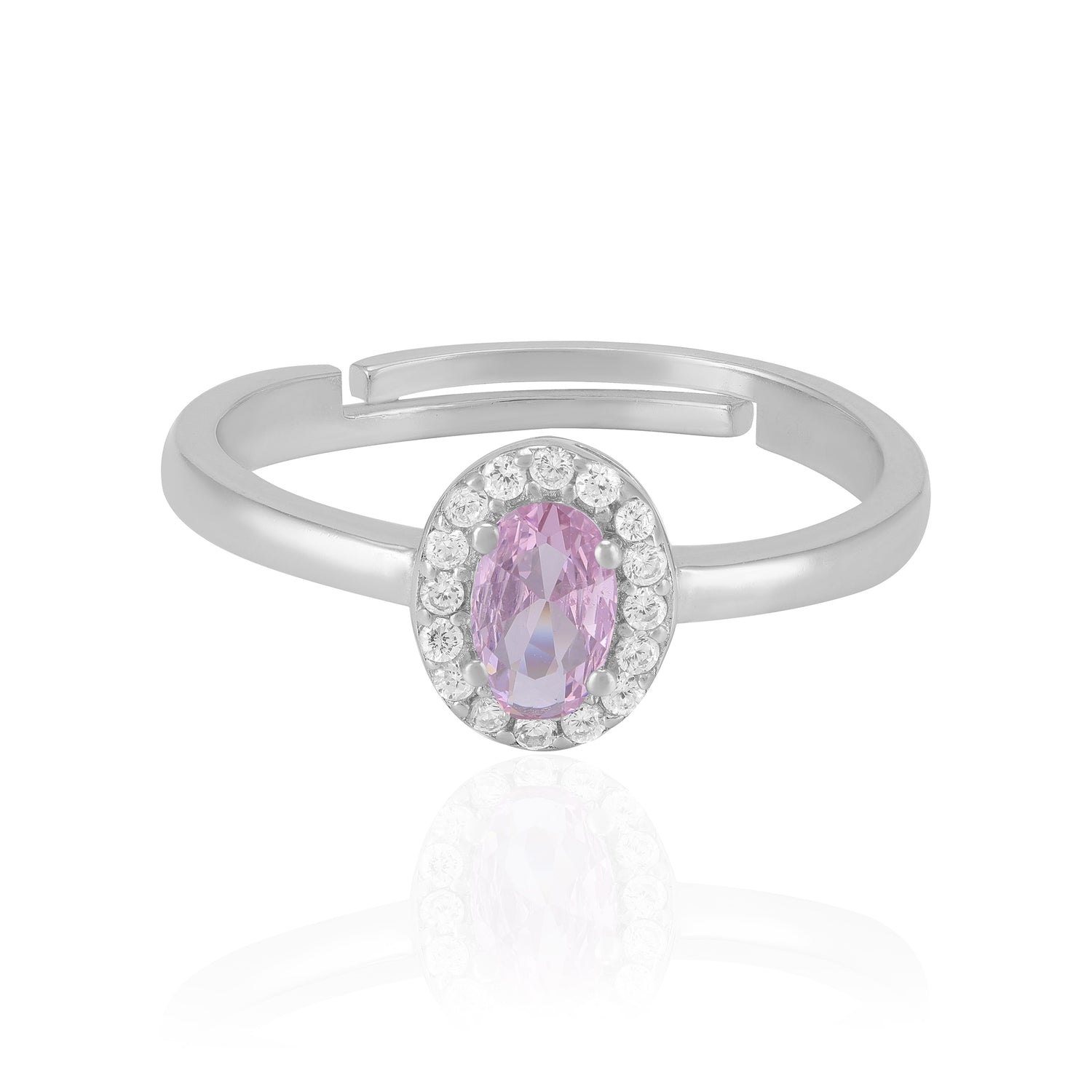 925 Sterling Silver October Month Oval Pink Tourmaline Birthstone Ring For Women