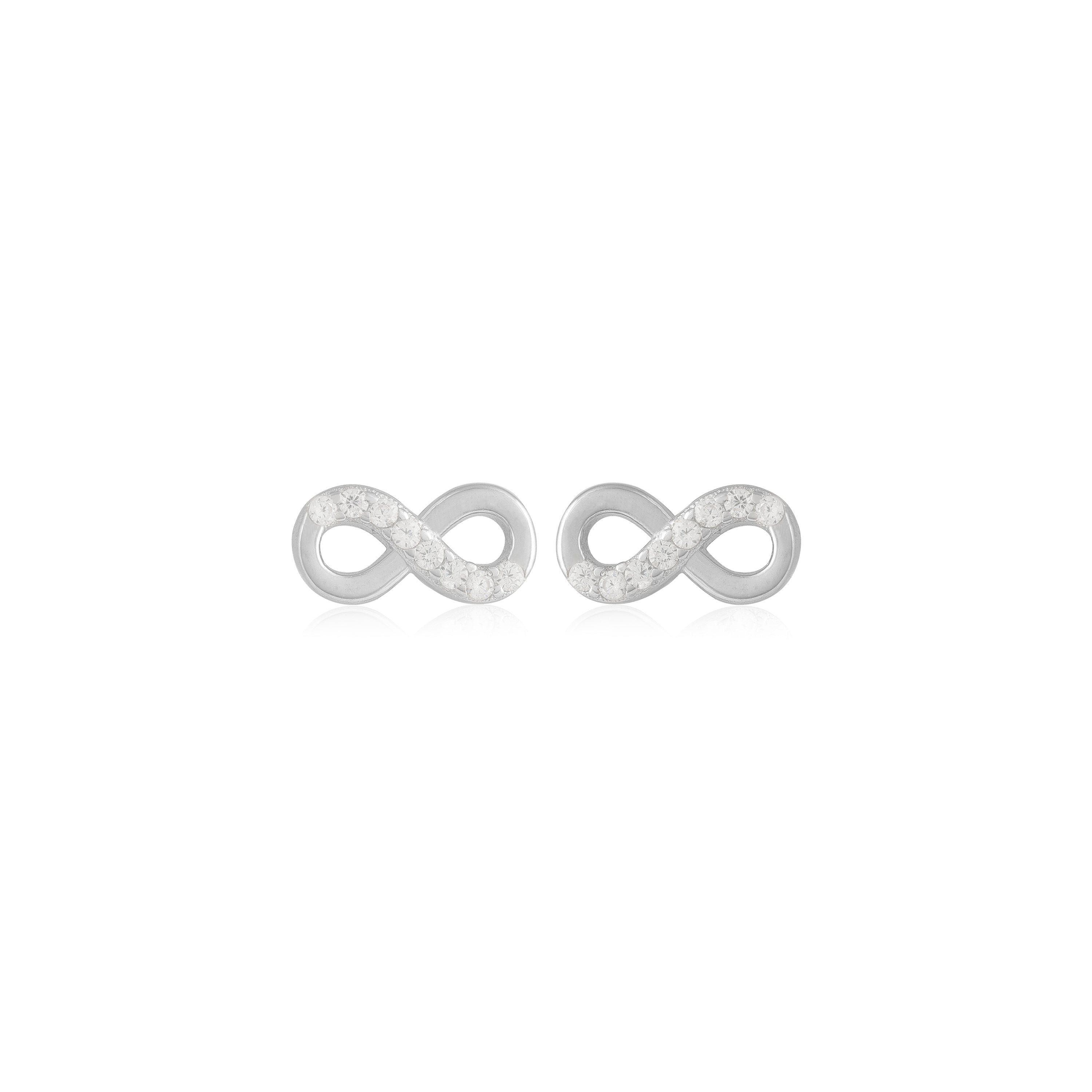 925 Sterling Silver Oneside Stone Infinity Rhodium Plated Stud For Women