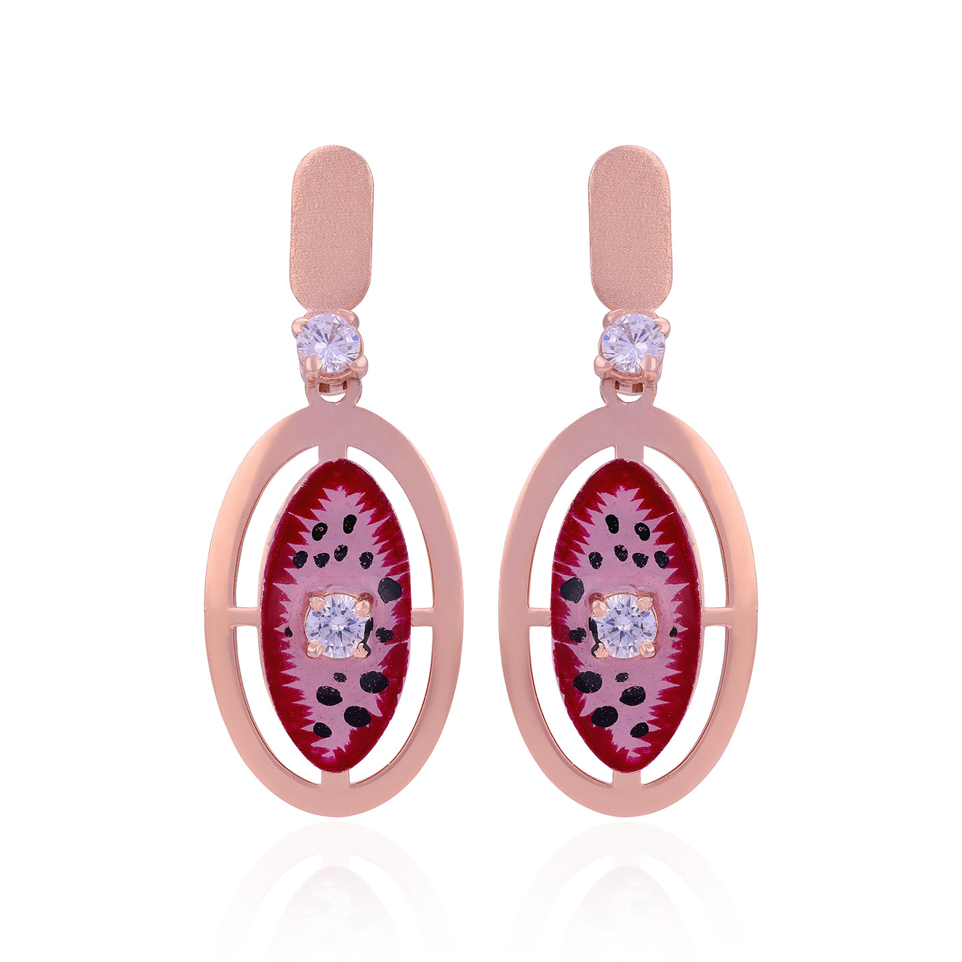 925 Sterling Silver Oval Ruby Sparkle Earrings For Women