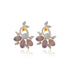 925 Sterling Silver Peacock Shape Grey Cabochon Drop Gold Plated Earrings For Women