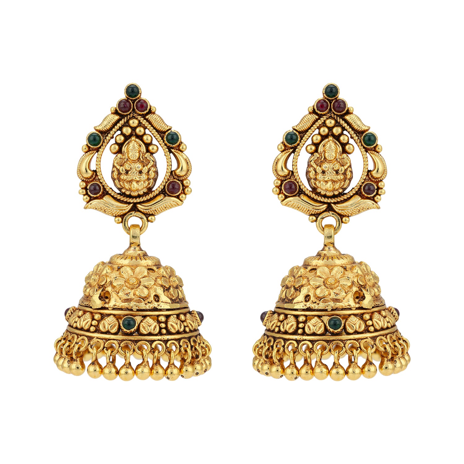 925 Sterling Silver Pear Centered Lakshmi Jhumkas for women