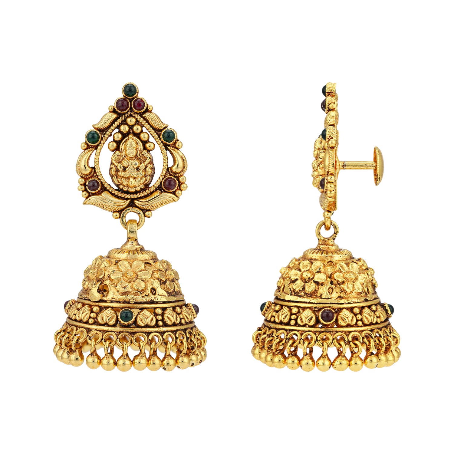 925 Sterling Silver Pear Centered Lakshmi Jhumkas for women