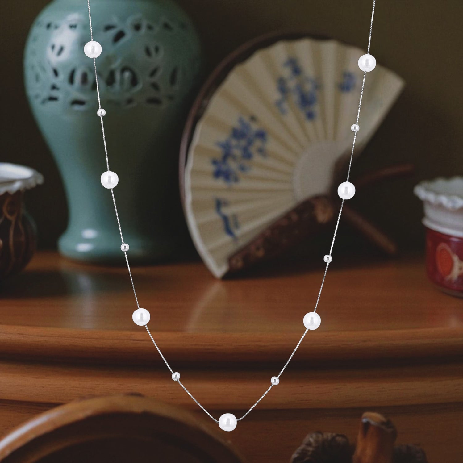 925 Sterling Silver Pearl Gleam Silverdew  Chain For Women