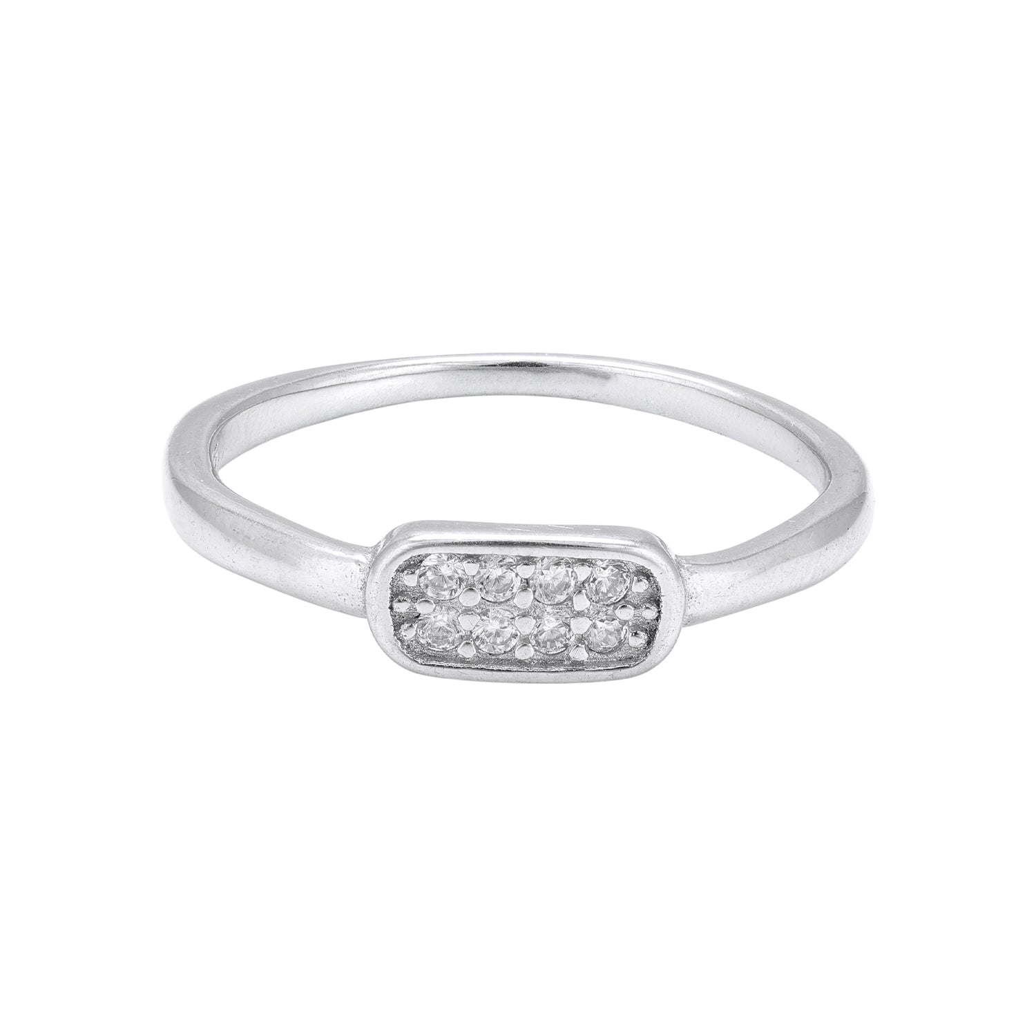 925 Sterling Silver Petite Rounded Rectangle Accent Ring for Women