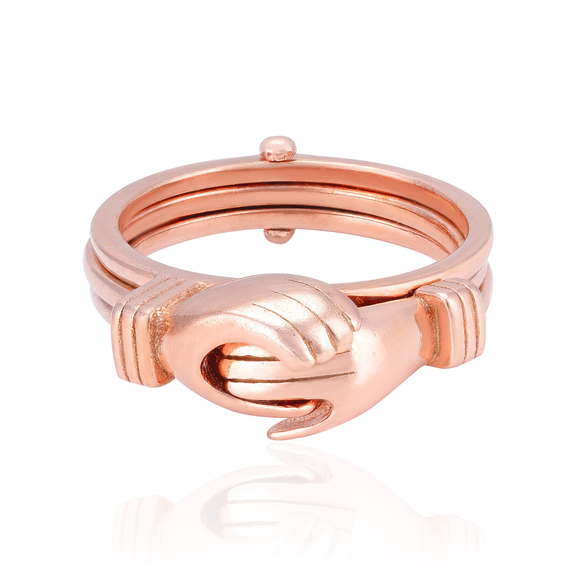 925 Sterling Silver Promise Grip Rose Gold Plated Ring for Women