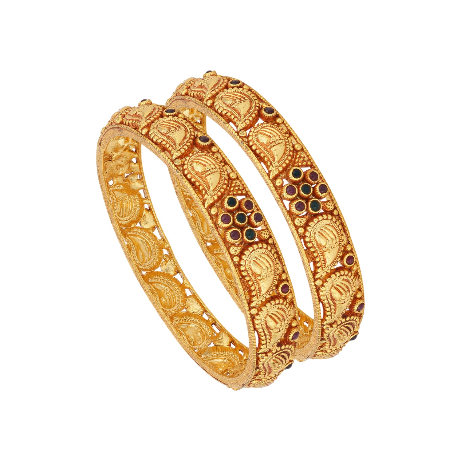 925 Sterling Silver Prosperity Mango Motif Cluster Bangle for Women