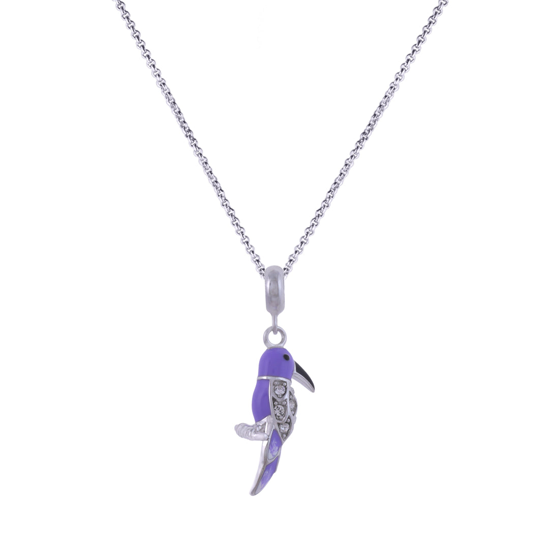 925 Sterling Silver Purple Honey Creeper Rhodium Plated Pendant For Kids