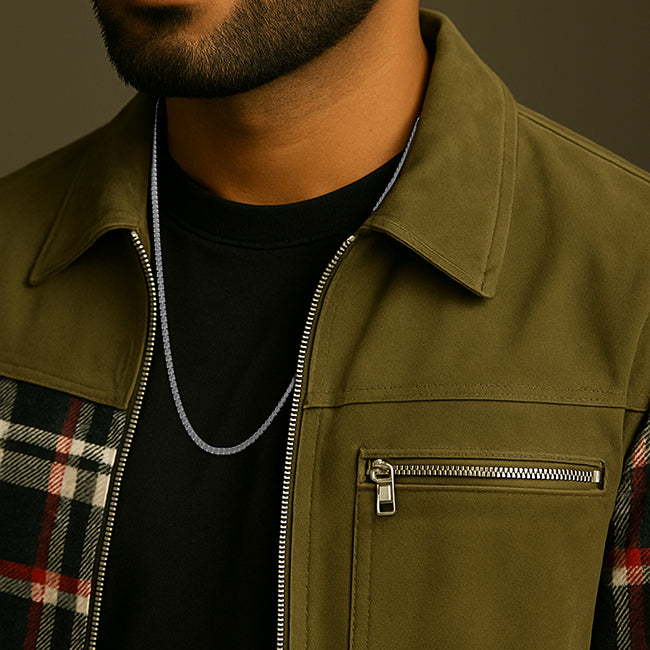 925 Sterling Silver Quantum Box Matrix Chain for Men