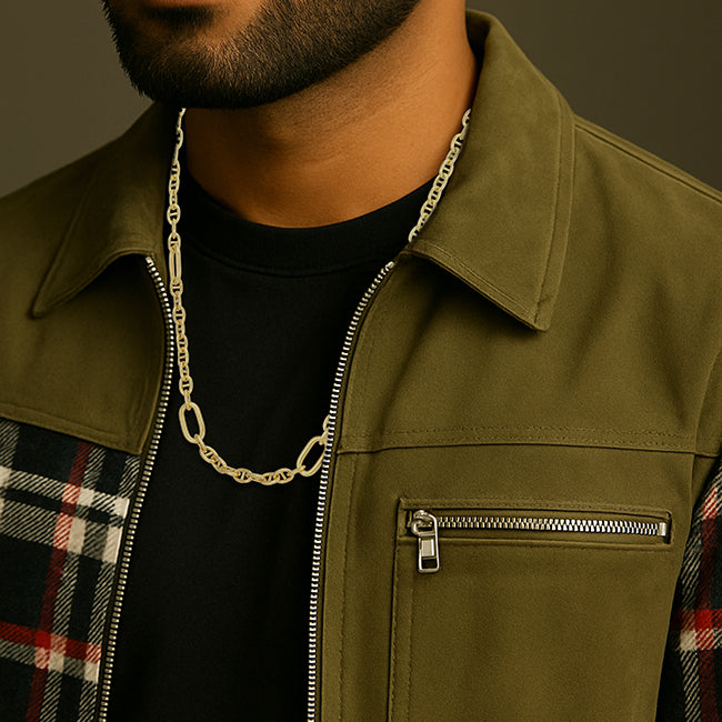 925 Sterling Silver Radiant Matrix Link Chain for Men