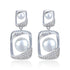925 Sterling Silver Rectangular Drop with Double Pearl and &