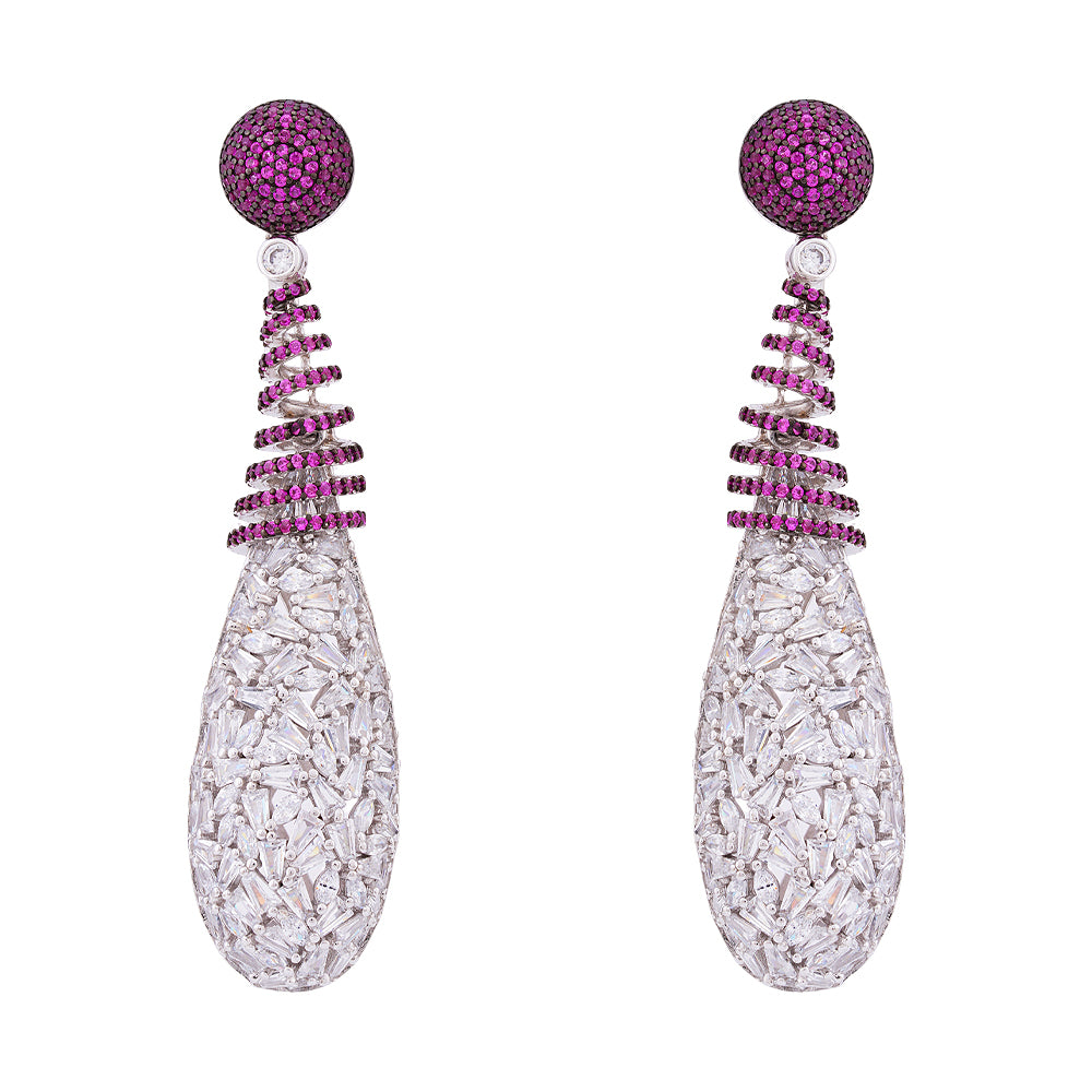 925 Sterling Silver Red Drizzle Earring