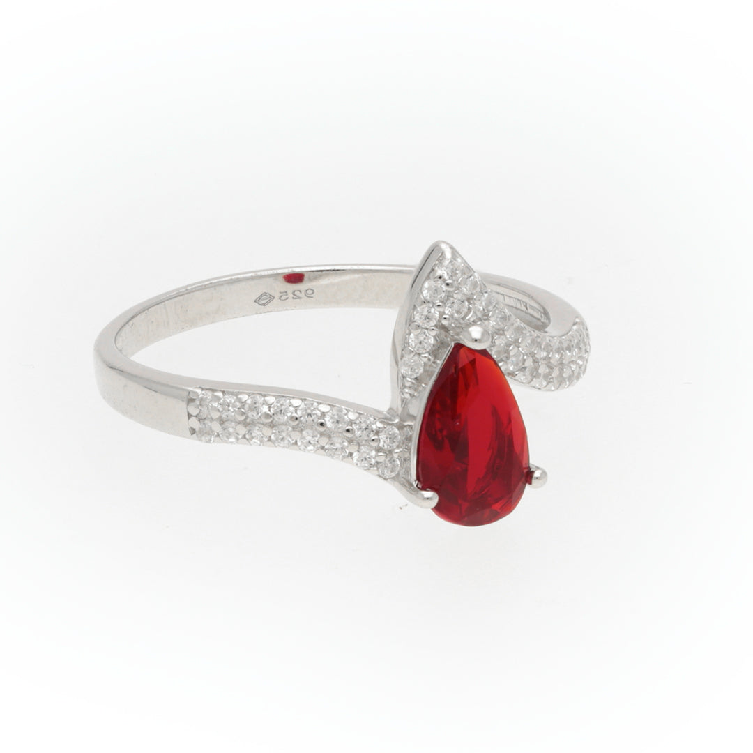 925 Sterling Silver Red Stone Female Ring
